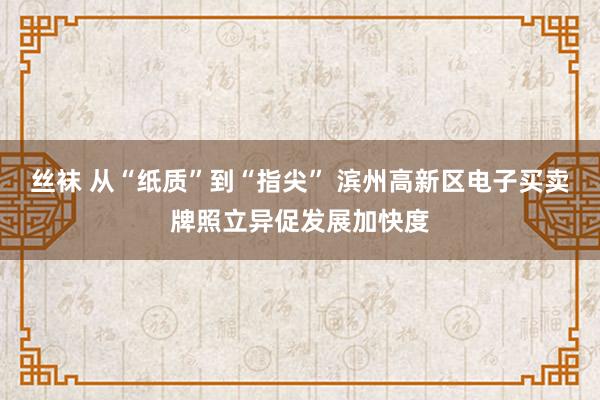 丝袜 从“纸质”到“指尖” 滨州高新区电子买卖牌照立异促发展加快度