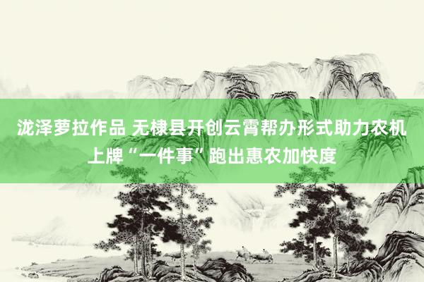 泷泽萝拉作品 无棣县开创云霄帮办形式助力农机上牌“一件事”跑出惠农加快度