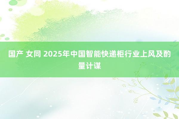 国产 女同 2025年中国智能快递柜行业上风及酌量计谋