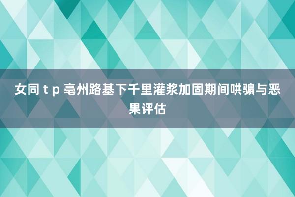 女同 t p 亳州路基下千里灌浆加固期间哄骗与恶果评估