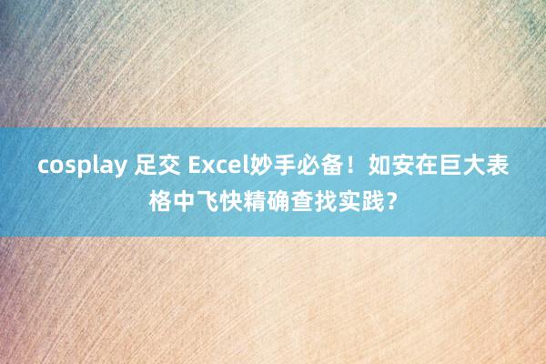 cosplay 足交 Excel妙手必备！如安在巨大表格中飞快精确查找实践？
