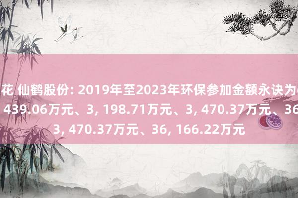 探花 仙鹤股份: 2019年至2023年环保参加金额永诀为616.68万元、2, 439.06万元、3, 198.71万元、3, 470.37万元、36, 166.22万元