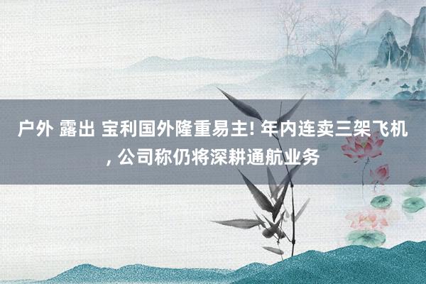 户外 露出 宝利国外隆重易主! 年内连卖三架飞机, 公司称仍将深耕通航业务