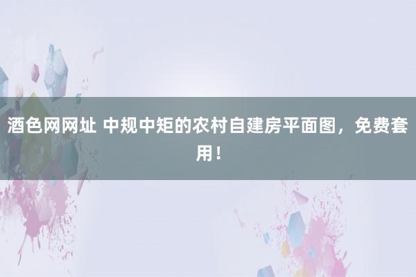 酒色网网址 中规中矩的农村自建房平面图，免费套用！