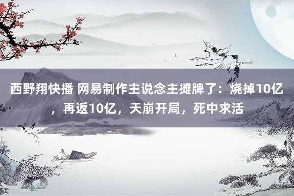 西野翔快播 网易制作主说念主摊牌了：烧掉10亿，再返10亿，天崩开局，死中求活